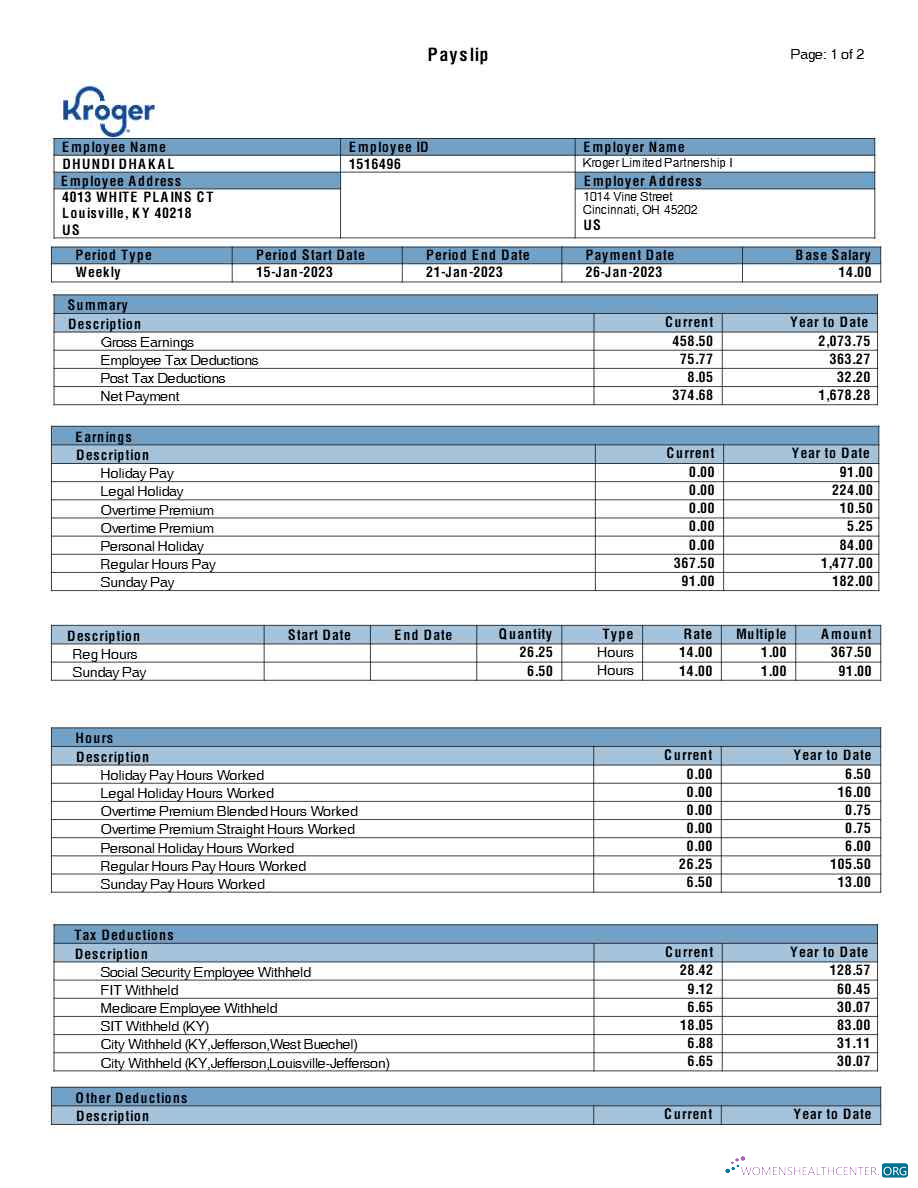 Download Kroger grocery payslip template in Word and PDF formats.pdf, 1 Photoshop template